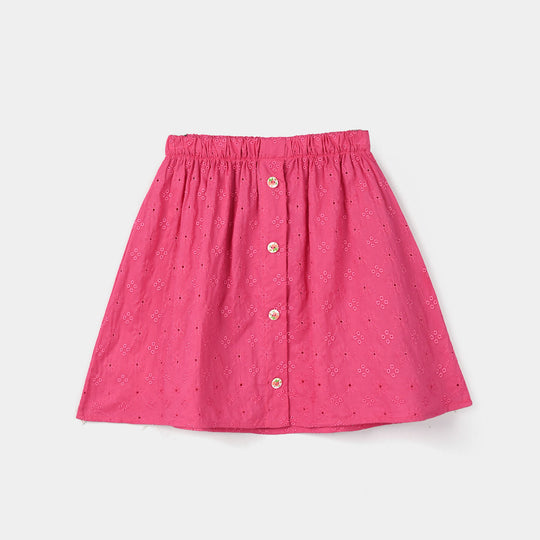 Girls Cotton Short Skirt (Fuchsia) - Rose Pink