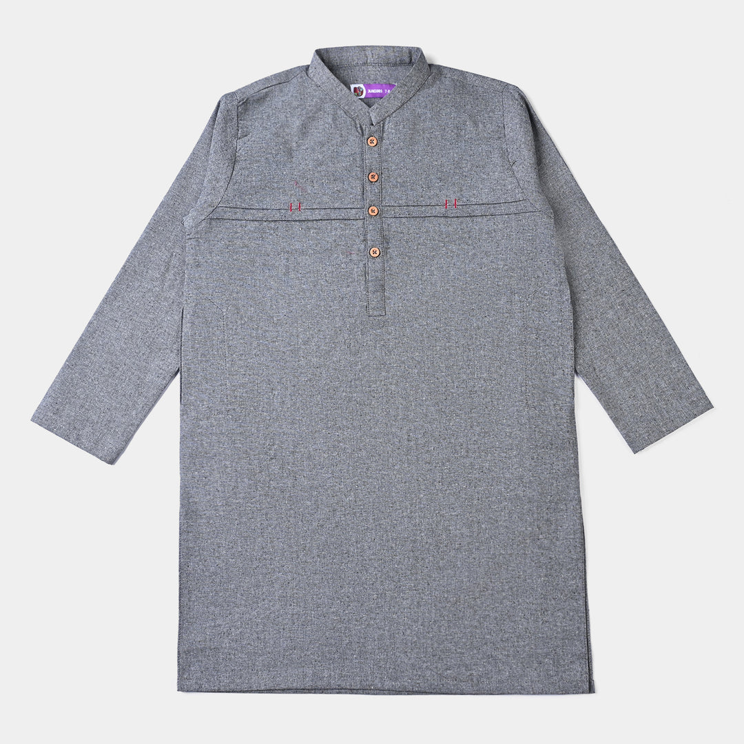 Boys Oxford Kurta Shalwar Suit -GREY