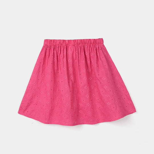 Girls Cotton Short Skirt (Fuchsia) - Rose Pink