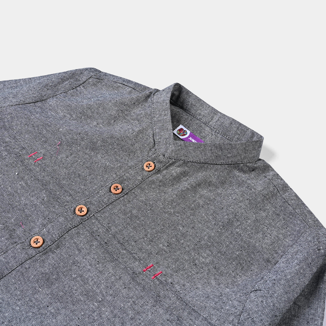 Boys Oxford Kurta Shalwar Suit -GREY