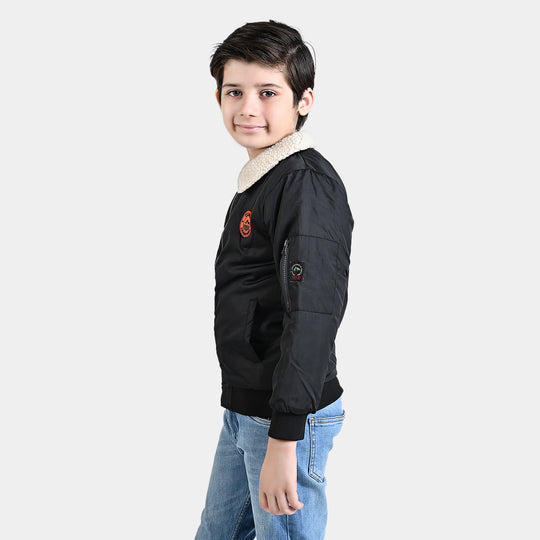 Boys Mix taffeta Quilted Jacket Wild Free-BLACK