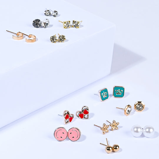 12 Pairs Charming Ears Studs/Tops For Girls