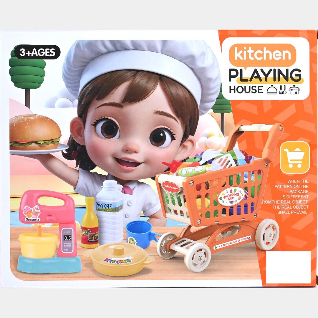 Supermarket Shopping Cart Toy Set – Kitchen Play for Kids