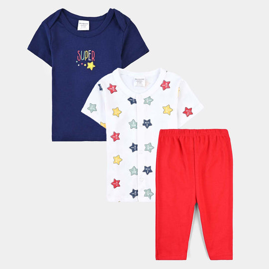 Infant Unisex Cotton Interlock Set-Navy/Red