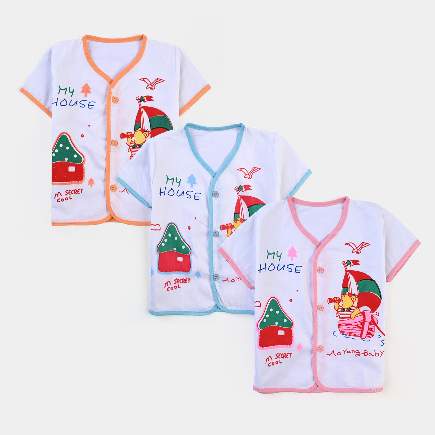 Baby Cotton Vest 3Pcs Printed