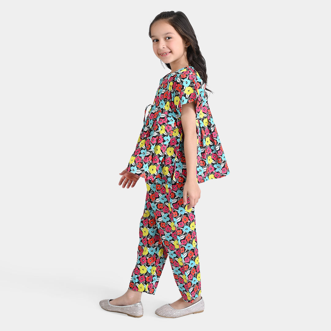 Girls Cotton Poplin Co-ord Set Azalen-Multi