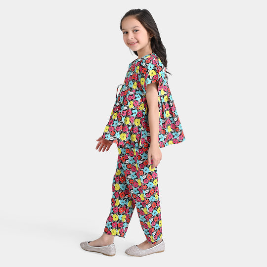 Girls Cotton Poplin Co-ord Set Azalen-Multi