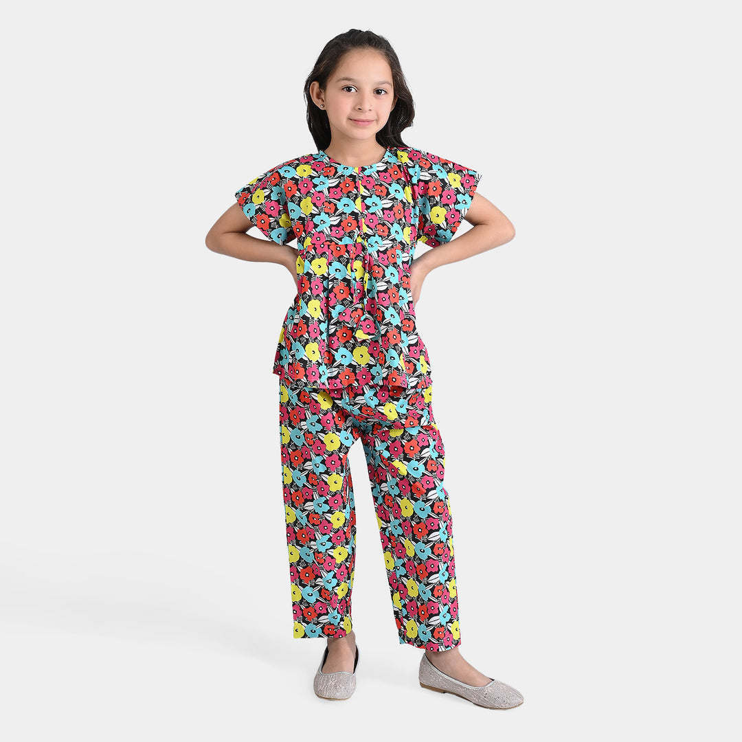 Girls Cotton Poplin Co-ord Set Azalen-Multi