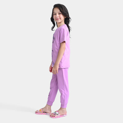 Girls Jersey/Terry 2 Piece Suit-ORCHID
