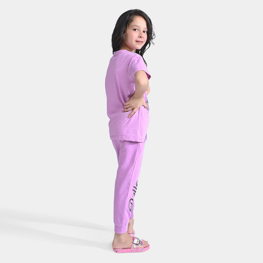 Girls Jersey/Terry 2 Piece Suit-ORCHID