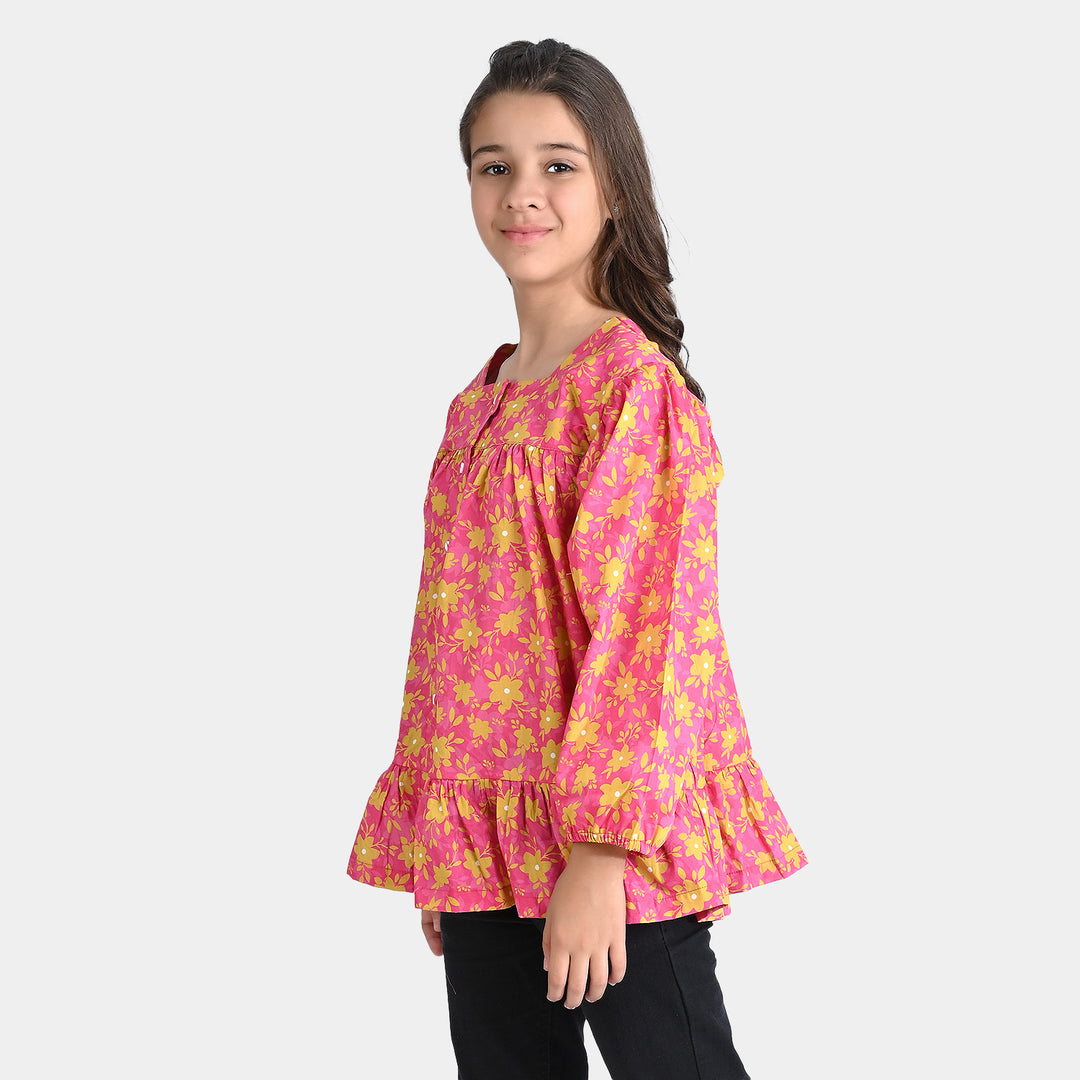 Girls Cotton Poplin Casual Top Hazel-Pink