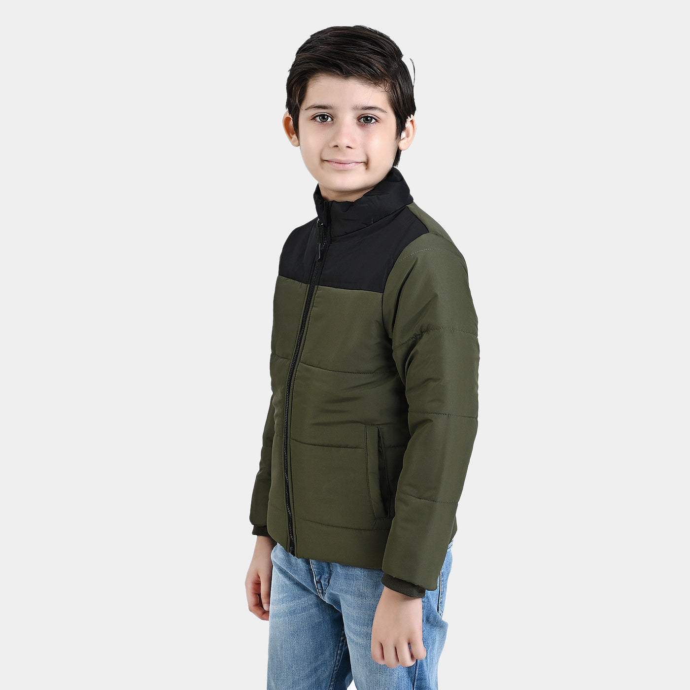 Boys Quilted Jacket Secret Meadow-Olive