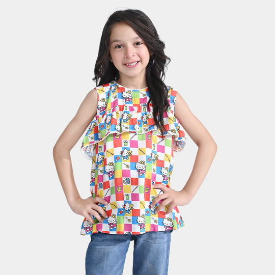 Girls Viscose Casual Top Kitty Party-Multi