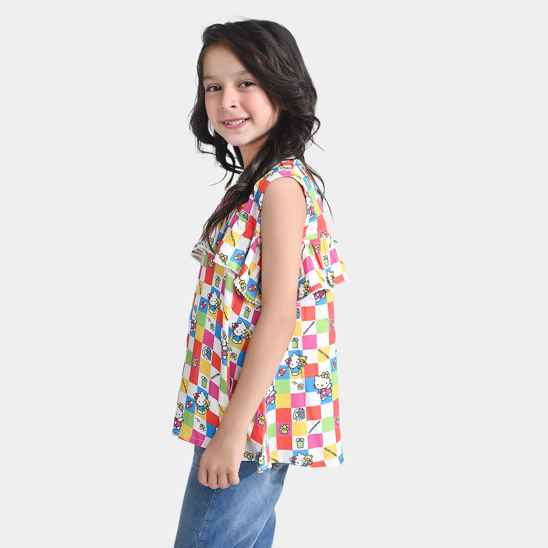 Girls Viscose Casual Top Kitty Party-Multi