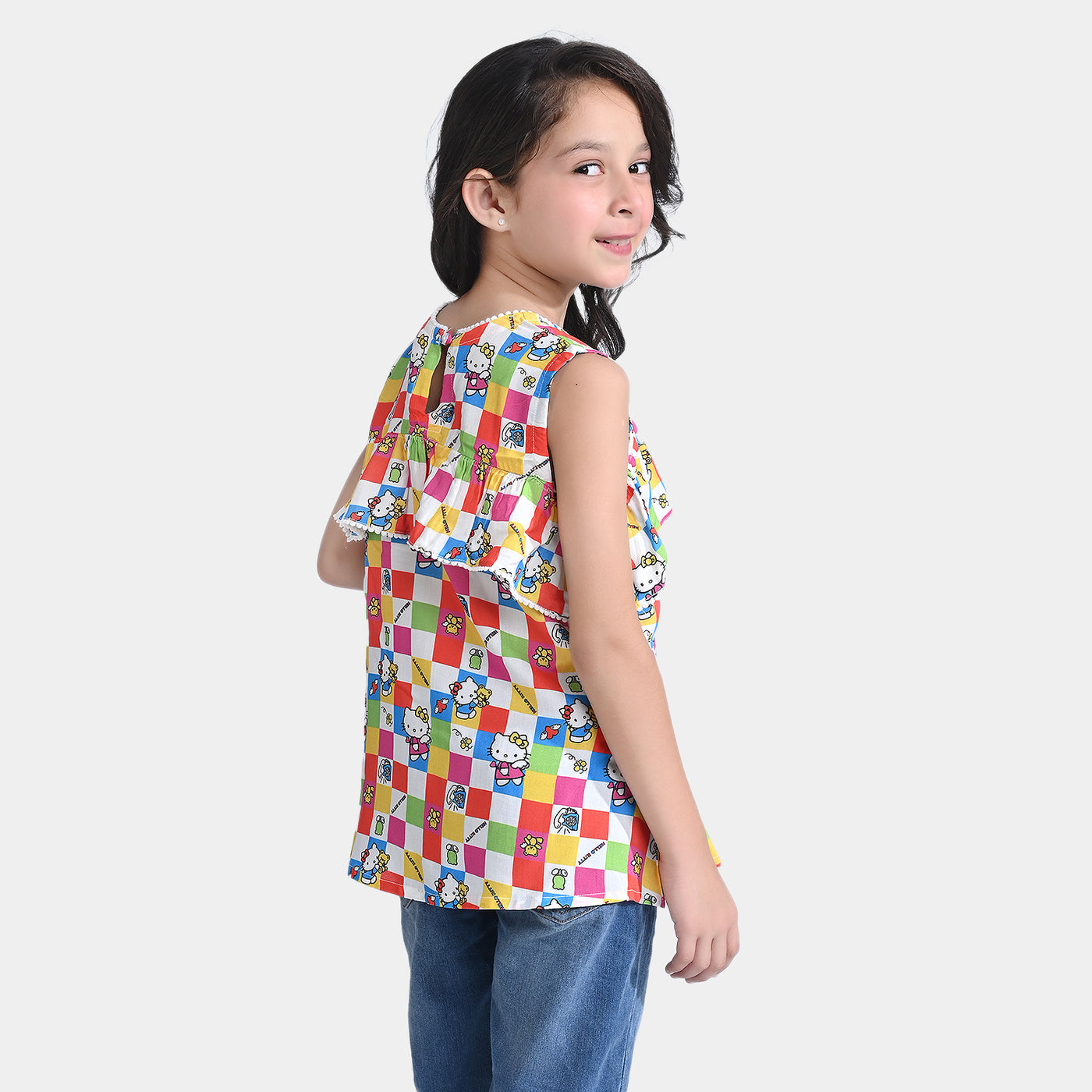 Girls Viscose Casual Top Kitty Party-Multi