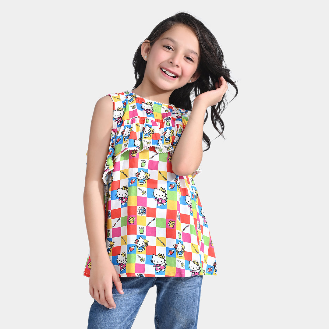 Girls Viscose Casual Top Kitty Party-Multi