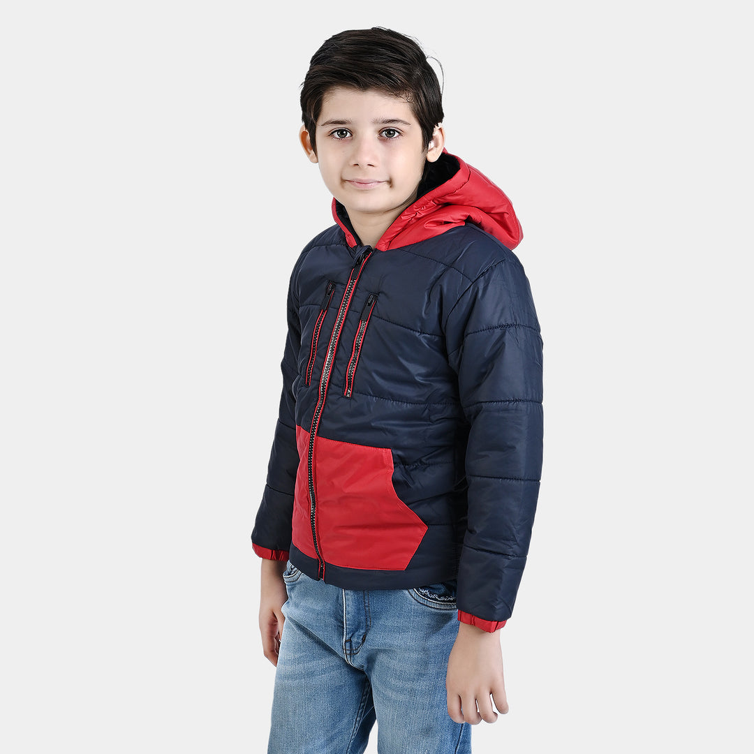 Boys Mix taffeta Quilted Jacket Color Block-R Navy