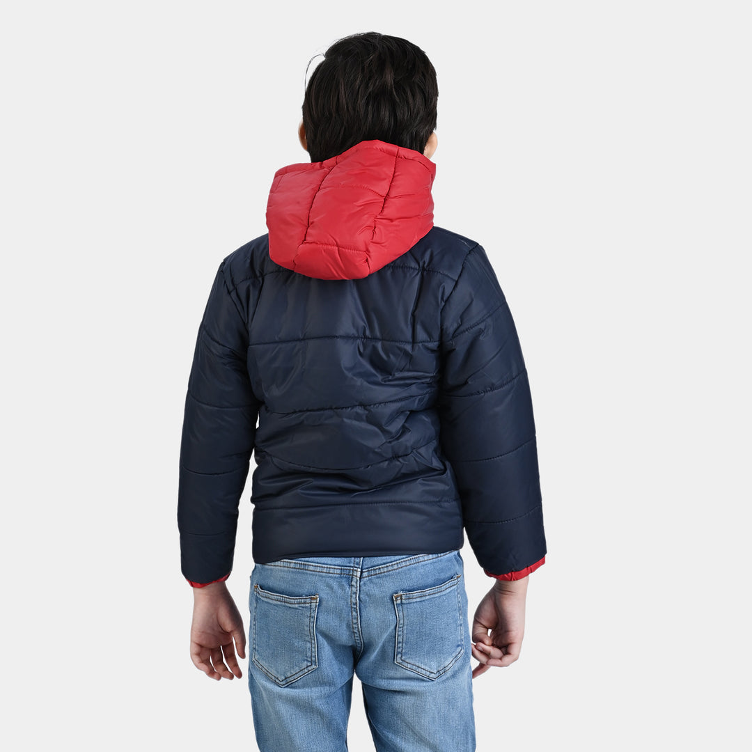 Boys Mix taffeta Quilted Jacket Color Block-R Navy