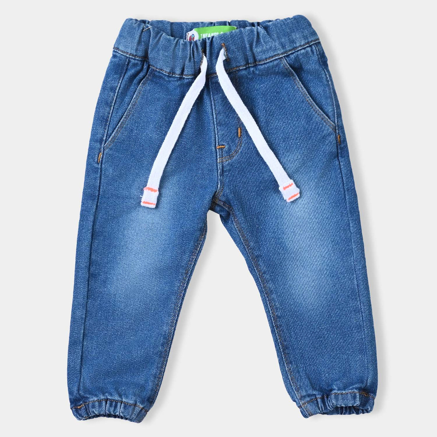 Infant Boys Denim Stretch Pant Basic Jogger-Mid Blue