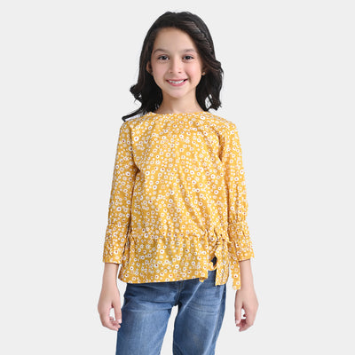 Girls Cotton Poplin Casual Top Eden-Mustard