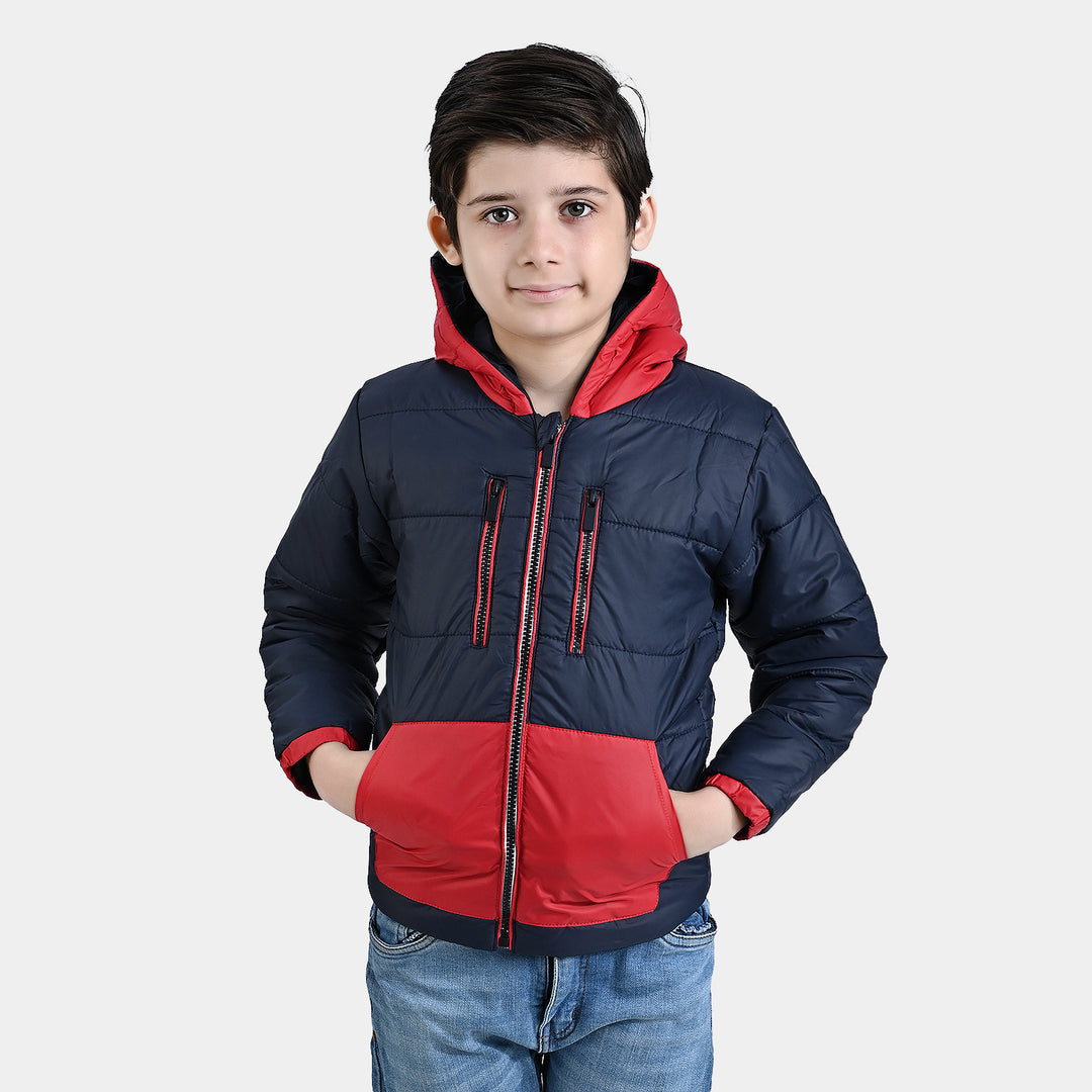 Boys Mix taffeta Quilted Jacket Color Block-R Navy