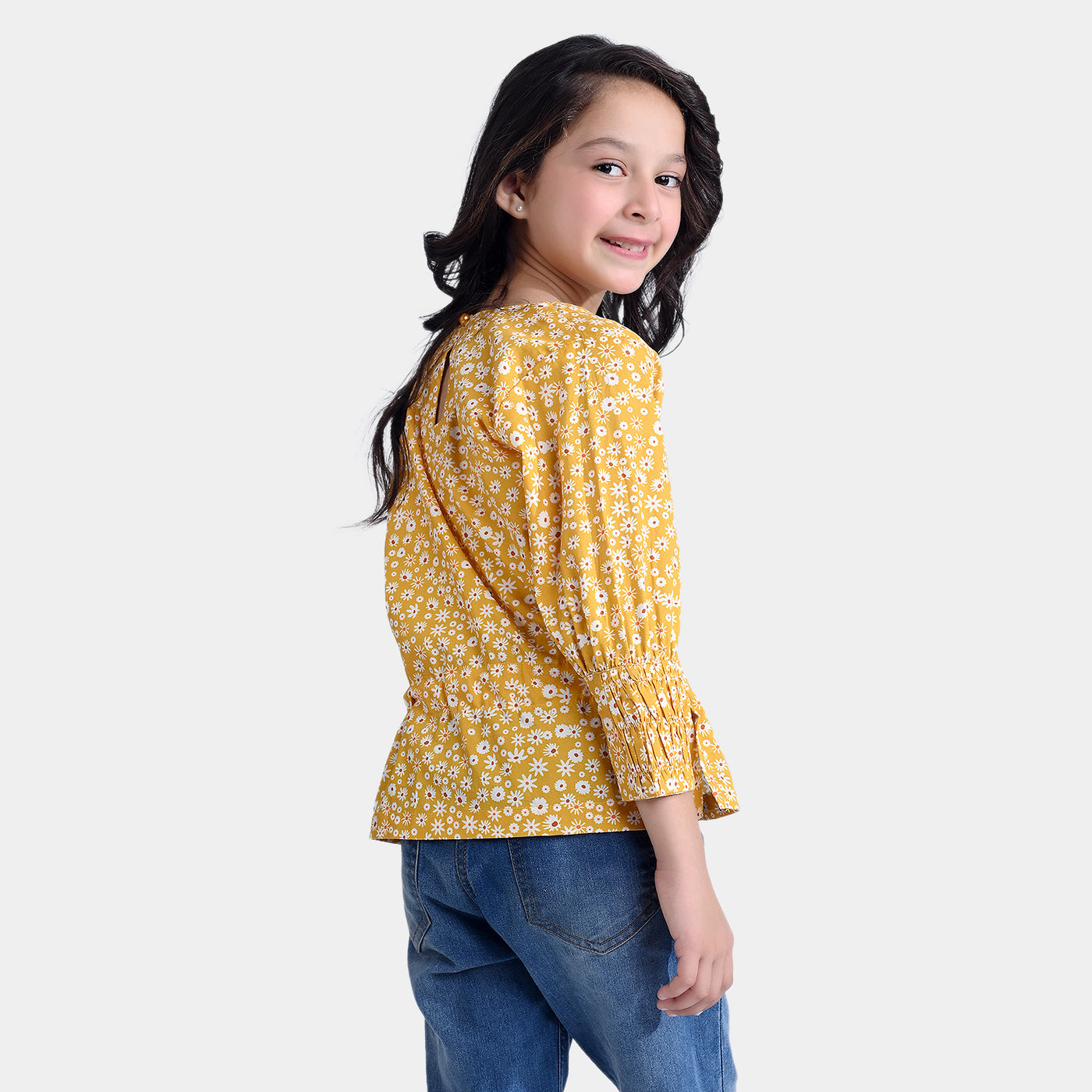 Girls Cotton Poplin Casual Top Eden-Mustard