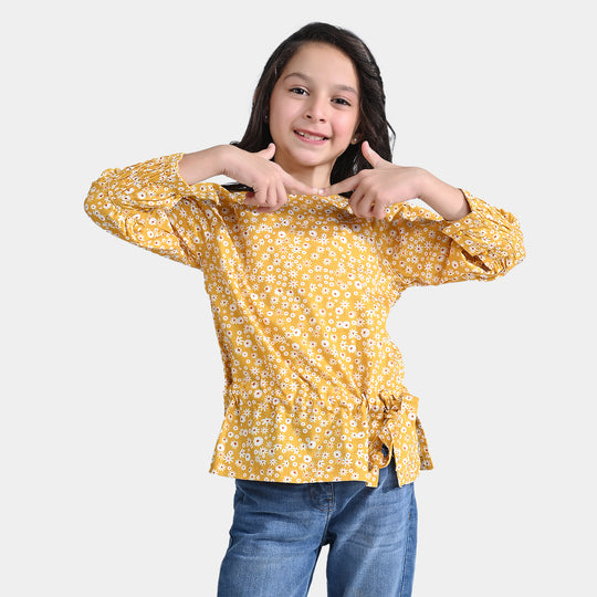 Girls Cotton Poplin Casual Top Eden-Mustard