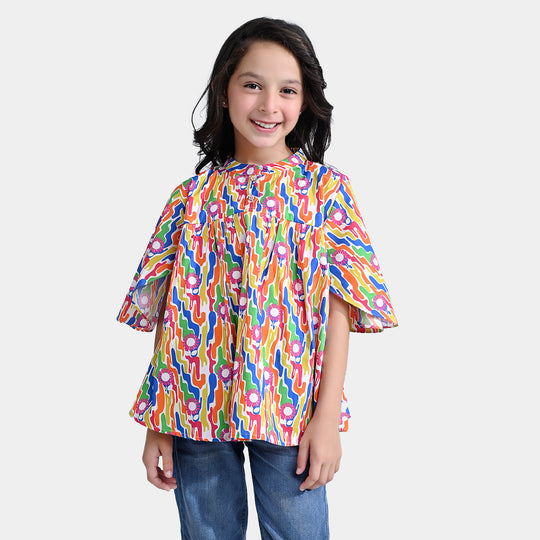 Girls Viscose Casual Top-Multi