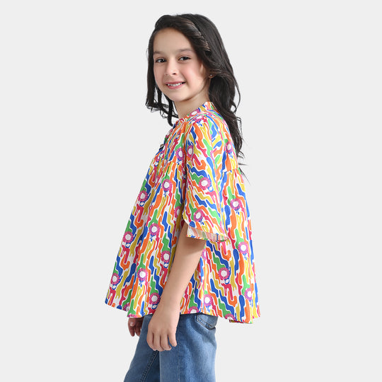 Girls Viscose Casual Top-Multi