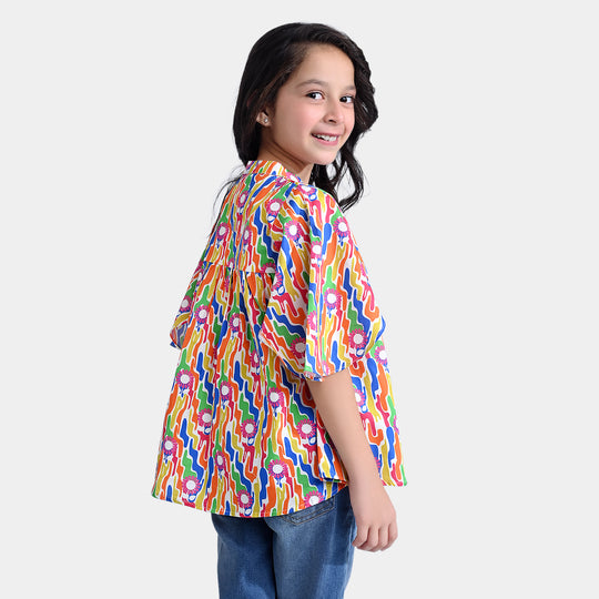 Girls Viscose Casual Top-Multi