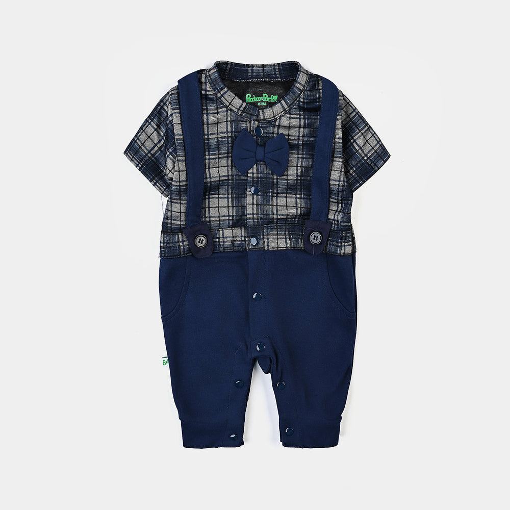 Infant Boys Cotton Interlock 7Pc Set-Navy/Grey Check