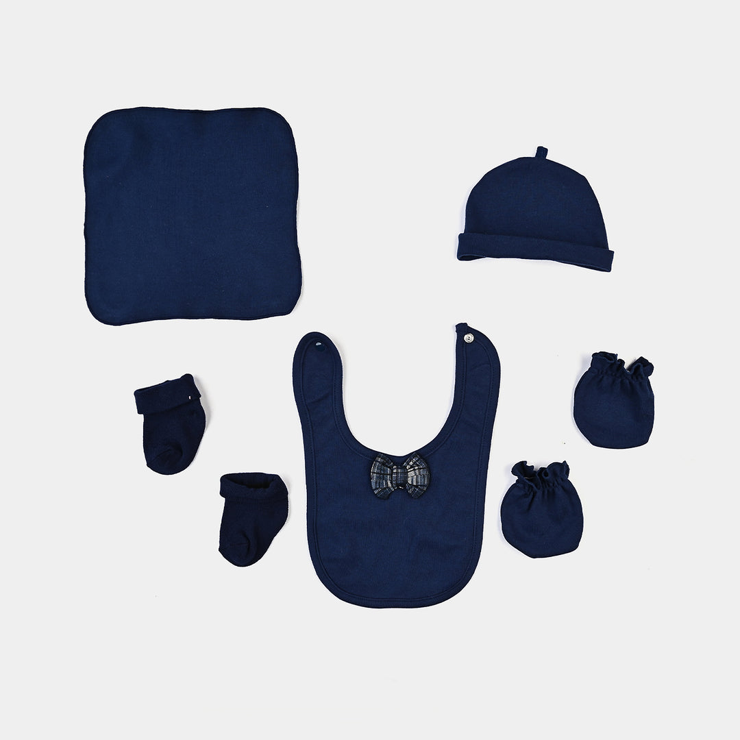 Infant Boys Cotton Interlock 7Pc Set-Navy/Grey Check