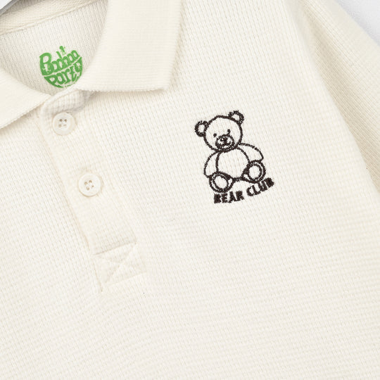 Infant Boys Thermal Polo F/S Bear Club-Off.White