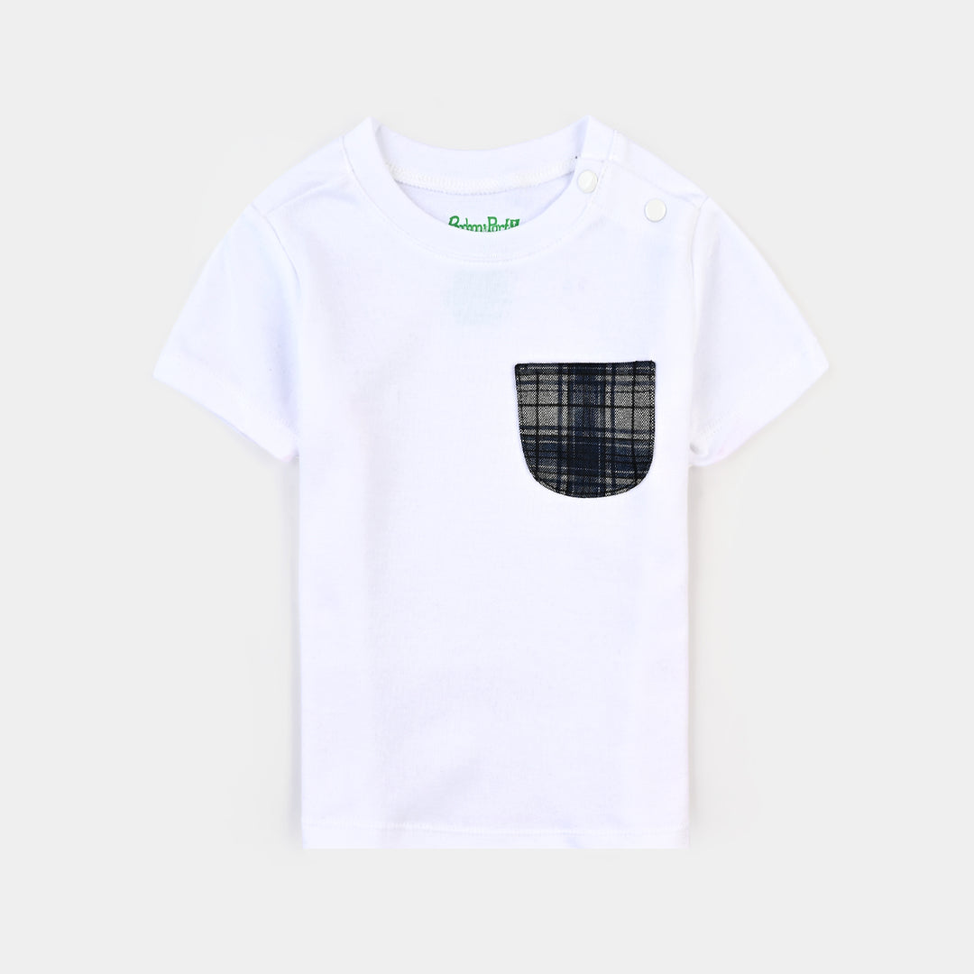 Infant Boys Cotton Interlock T-Shirt 3Pc Set-White/Navy