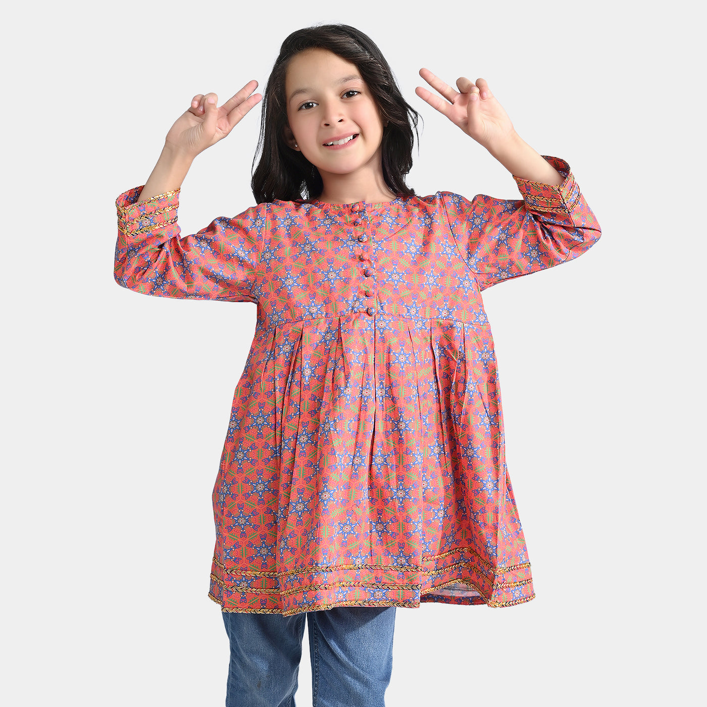 Girls Cotton Poplin Printed Kurti Julia-Multi