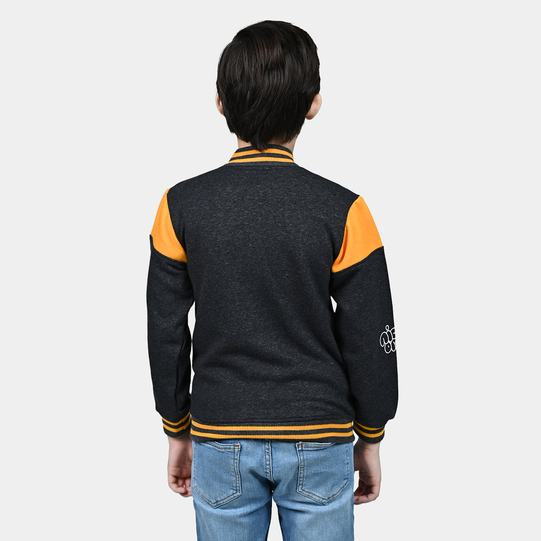 Boys Fleece Knitted Jacket Nice One 93-CHARCOAL