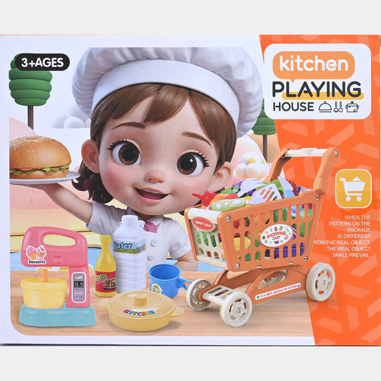 Supermarket Shopping Cart Toy Set – Kitchen Play for Kids
