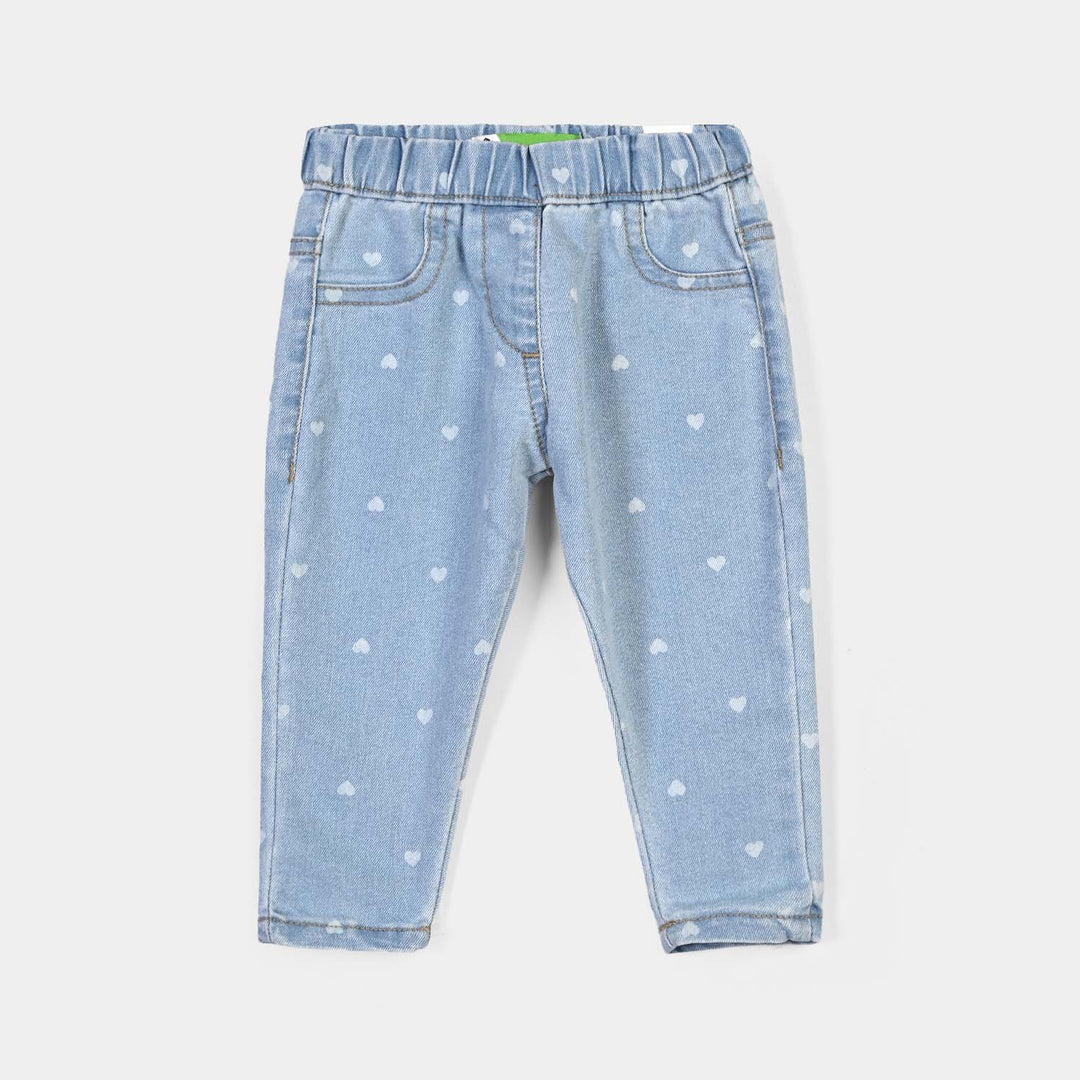 Infant Girls Denim Stretch Jegging Hearts-L.Blue