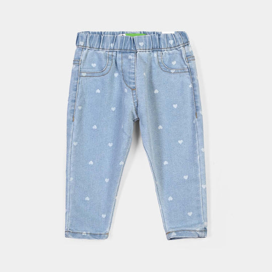 Infant Girls Denim Stretch Jegging Hearts-L.Blue