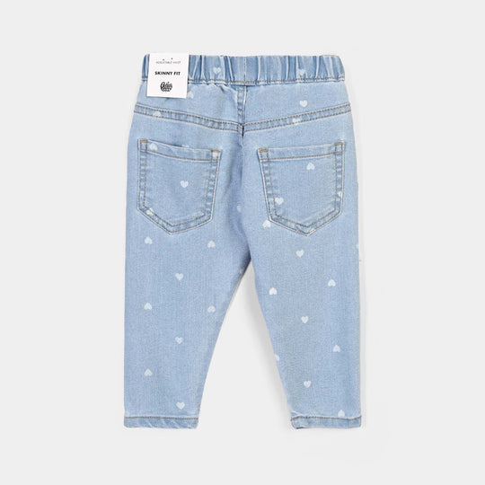 Infant Girls Denim Stretch Jegging Hearts-L.Blue