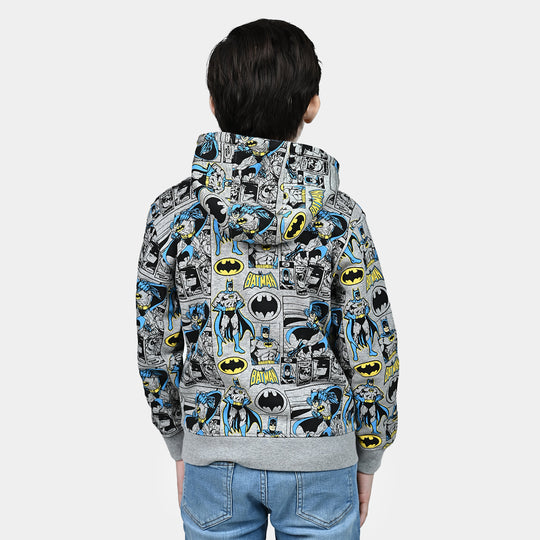 Boys Fleece Knitted Jacket Printed-Htr.Grey