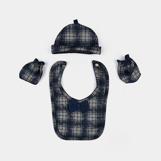 Infant Boys Cotton Interlock 5Pc Set-Navy/Grey Check