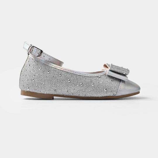 Girls Formal Pumps with Bow ZP-139 – Silver