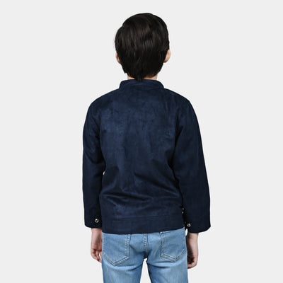 Boys Suede Jacket-NAVY