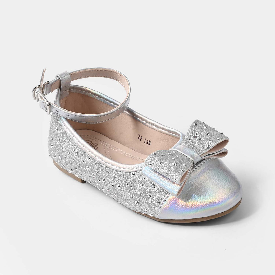 Girls Formal Pumps with Bow ZP-139 – Silver