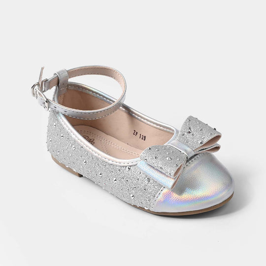 Girls Formal Pumps with Bow ZP-139 – Silver