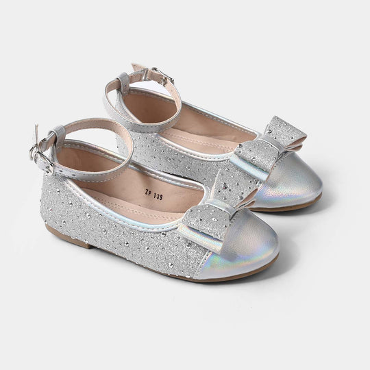 Girls Formal Pumps with Bow ZP-139 – Silver