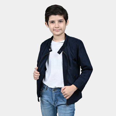 Boys Suede Jacket-NAVY