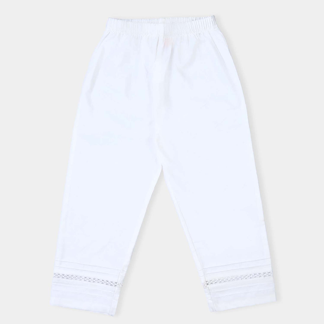 Girls Cotton Trouser -White