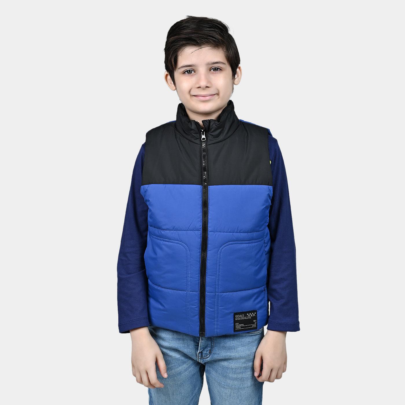 Boys Mix taffeta Quilted Jacket Tokyo-Blue